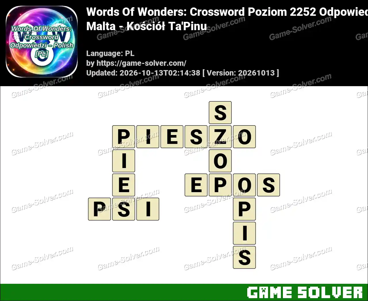 Words Of Wonders: Crossword Poziom 2252 Odpowiedzi – Malta – Kościół Ta’Pinu